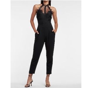 EXPRESS Black JUMPsuit with Lace detail NWT; Size - L (fits 10-14)